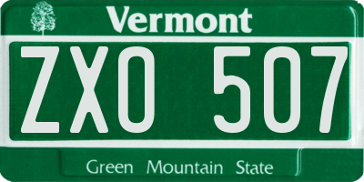 VT license plate ZXO507