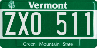 VT license plate ZXO511