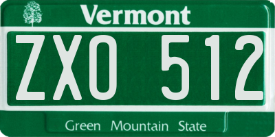 VT license plate ZXO512