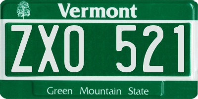 VT license plate ZXO521
