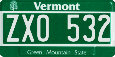 VT license plate ZXO532