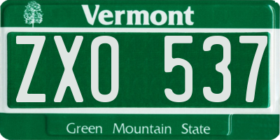 VT license plate ZXO537