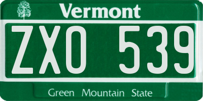 VT license plate ZXO539