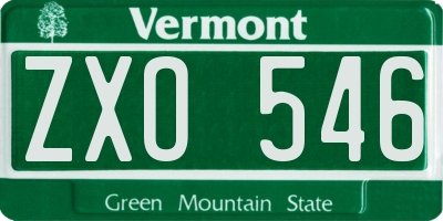 VT license plate ZXO546