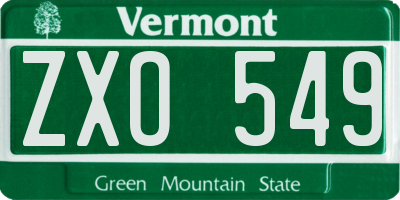 VT license plate ZXO549
