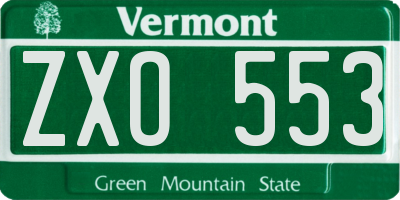 VT license plate ZXO553