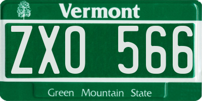 VT license plate ZXO566