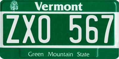 VT license plate ZXO567