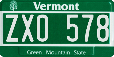 VT license plate ZXO578