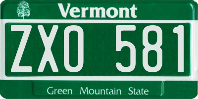 VT license plate ZXO581