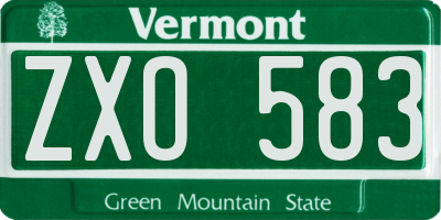 VT license plate ZXO583