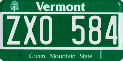 VT license plate ZXO584