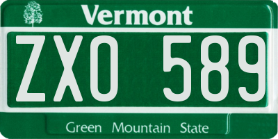 VT license plate ZXO589