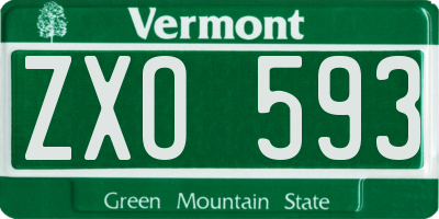 VT license plate ZXO593