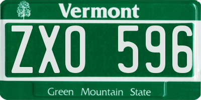 VT license plate ZXO596