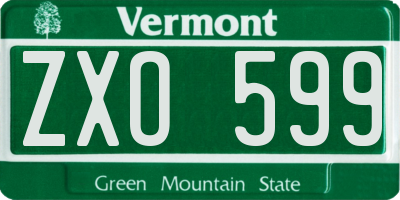VT license plate ZXO599
