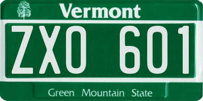 VT license plate ZXO601