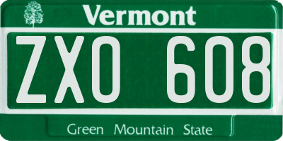 VT license plate ZXO608