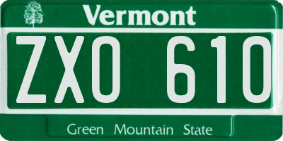 VT license plate ZXO610