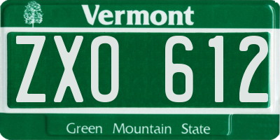 VT license plate ZXO612