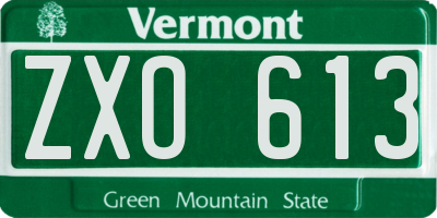VT license plate ZXO613