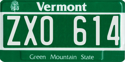 VT license plate ZXO614