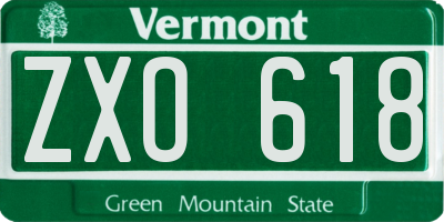 VT license plate ZXO618