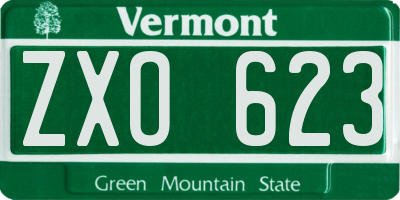 VT license plate ZXO623
