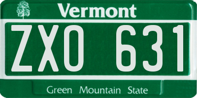 VT license plate ZXO631