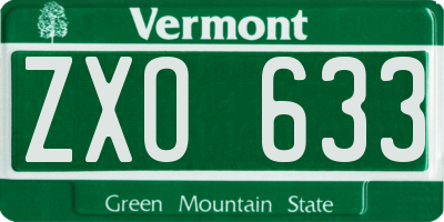 VT license plate ZXO633