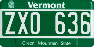 VT license plate ZXO636