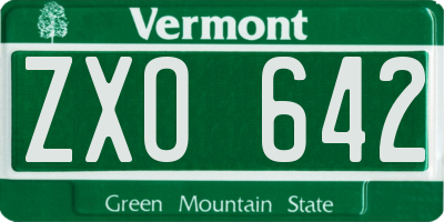 VT license plate ZXO642