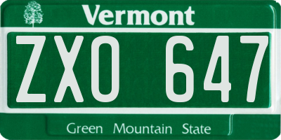 VT license plate ZXO647