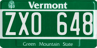 VT license plate ZXO648