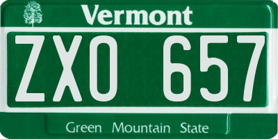 VT license plate ZXO657