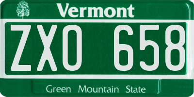 VT license plate ZXO658