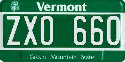 VT license plate ZXO660