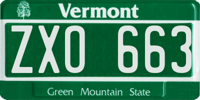 VT license plate ZXO663