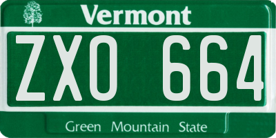 VT license plate ZXO664