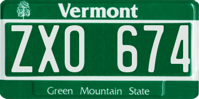 VT license plate ZXO674