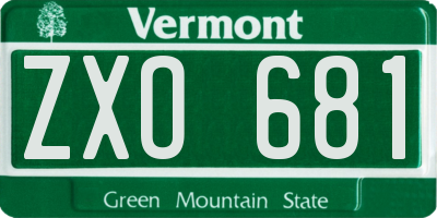 VT license plate ZXO681
