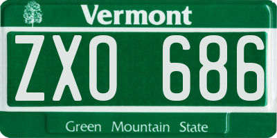 VT license plate ZXO686