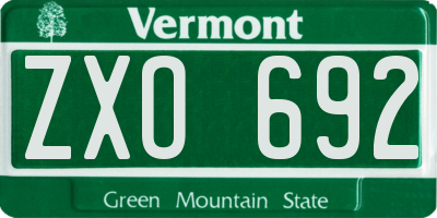 VT license plate ZXO692