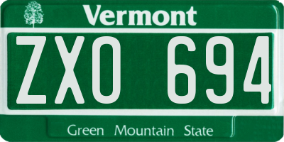 VT license plate ZXO694