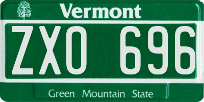 VT license plate ZXO696