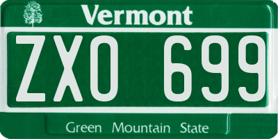 VT license plate ZXO699
