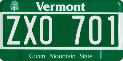 VT license plate ZXO701