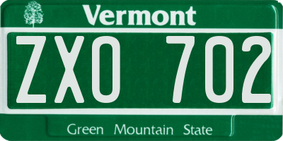 VT license plate ZXO702