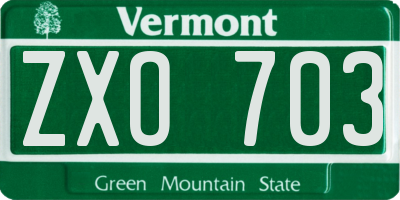 VT license plate ZXO703