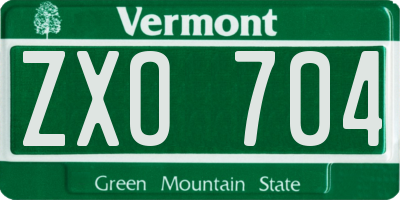 VT license plate ZXO704